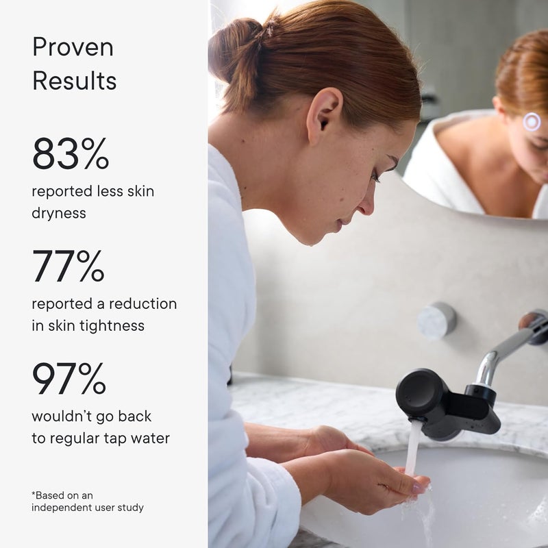 Qure Skincare Bathroom Sink Filter Water Faucet for Skin, Reduces 99% Chlorine and Heavy Metals, Skin Hydration in 4 Weeks, Reduces Build-Up, Balances pH, Softer Skin & Hair - Black - Image 5